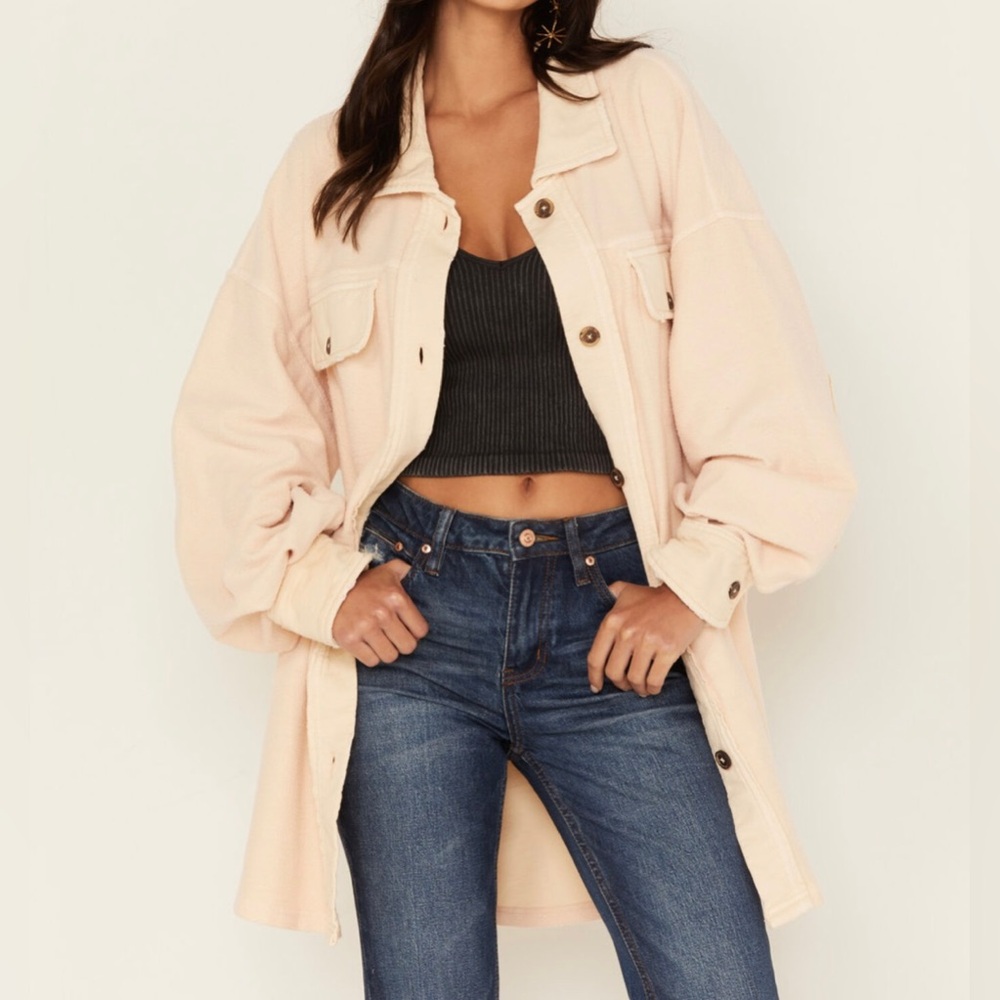 Free People Oversized Pale Pink Shacket